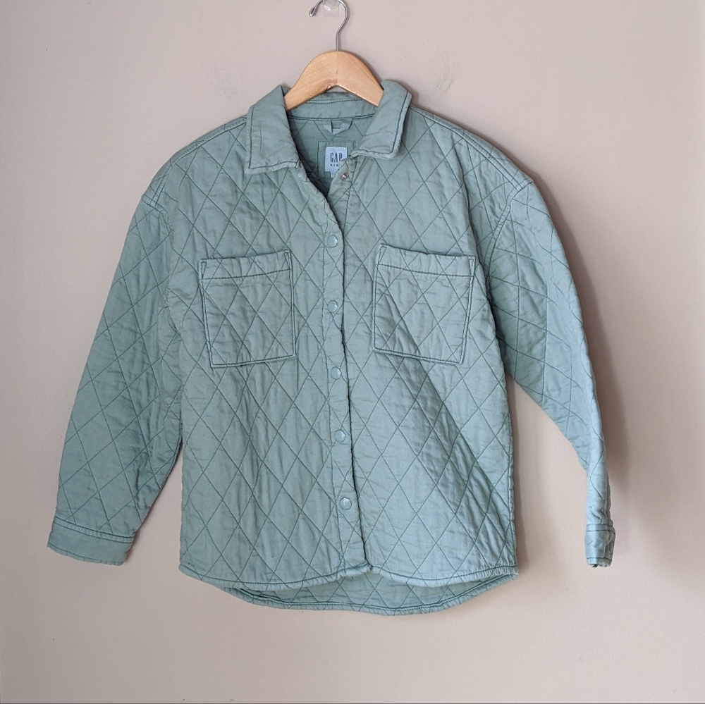 Gap kid's olive green cotton quilted jacket size XL
